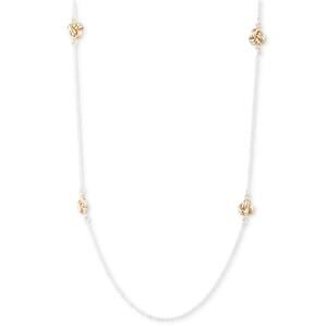 Lauren Ralph Lauren Two-Tone Knot Station 42" Strand Necklace Silver Gold NEW